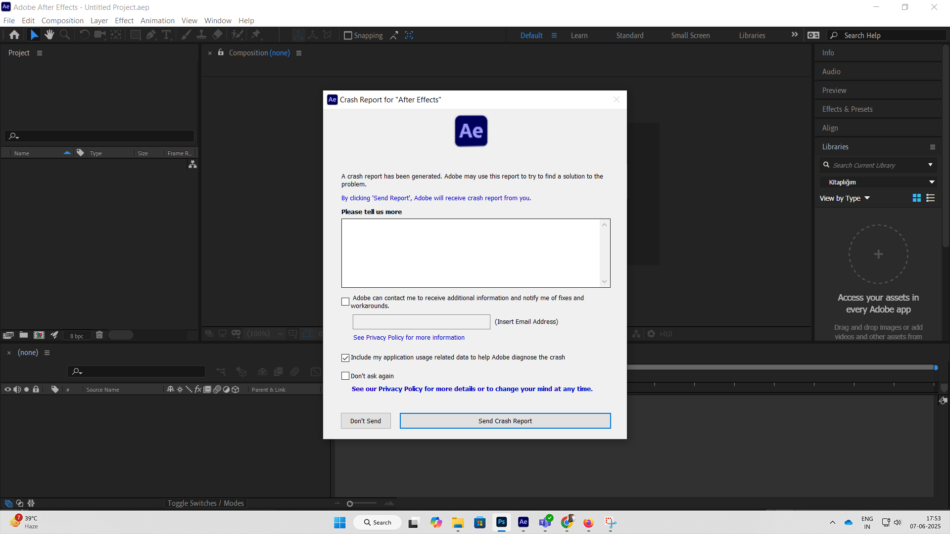 Why is After Effects crashing on my device?